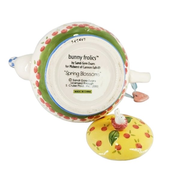 Tea Pot Bunny Frolics "Spring Blossoms" Midwest Ceramic VTG - Picture 8 of 9